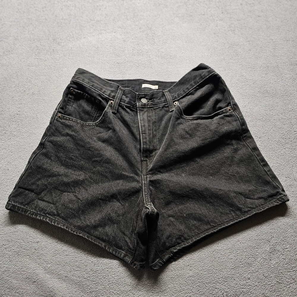 Levis Cinch Shorts Womens 30 Black Denim High Rise Adjustable Back 003K1-0006